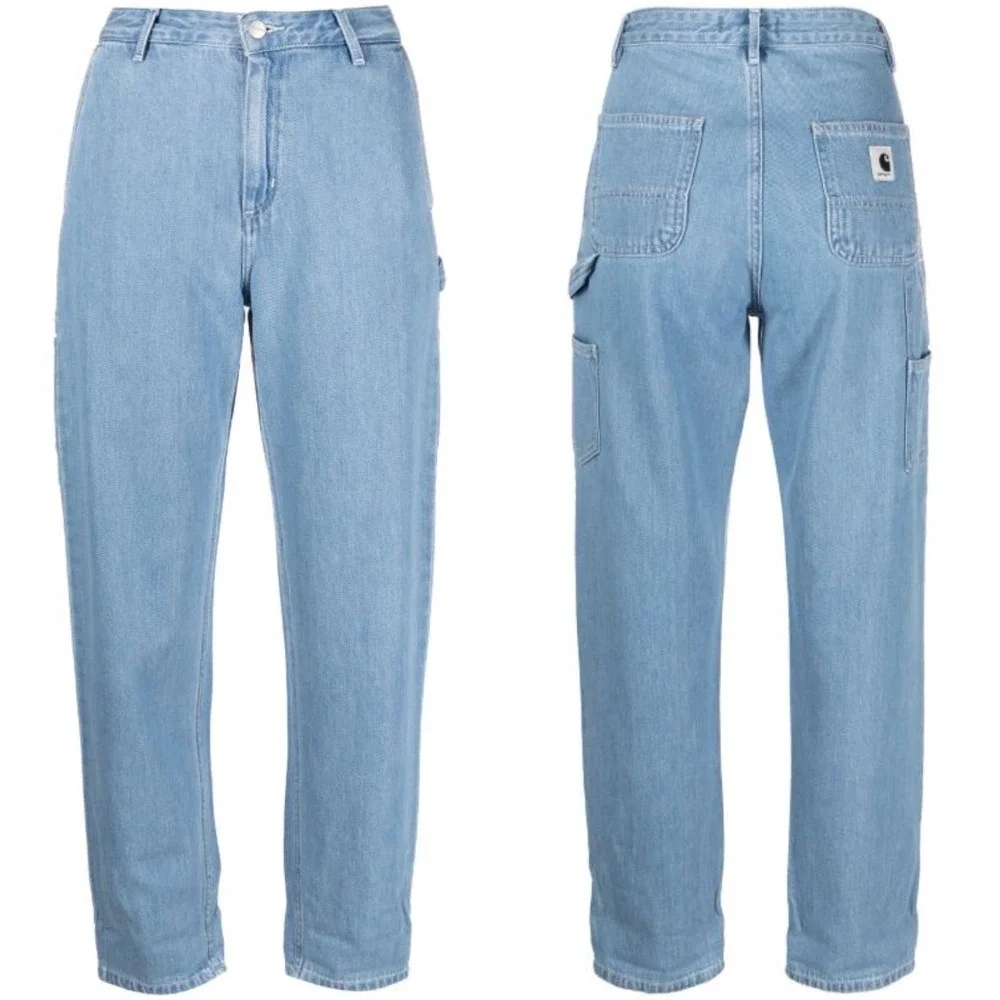Carhartt WIP Pierce Carpenter Jeans Light Blue Wash RW Boyfriend Denim Size 28‎